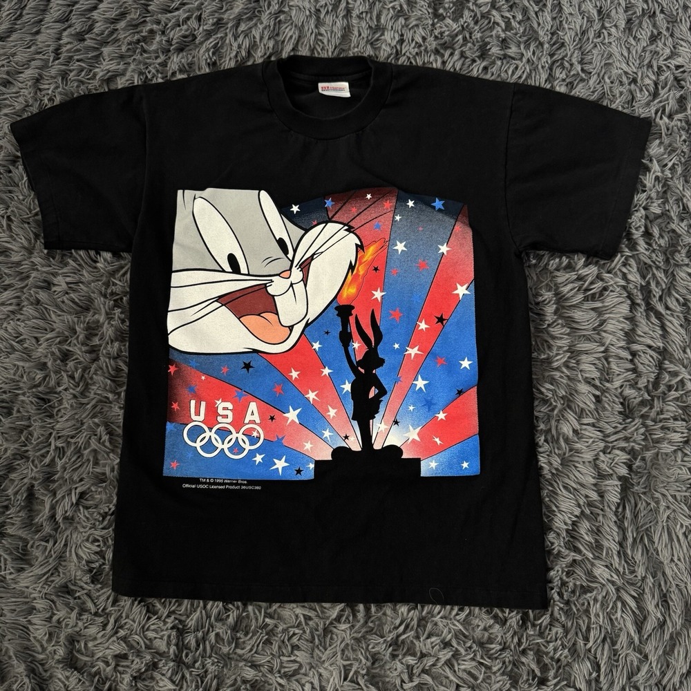 1995 Warner Bros Bugs Bunny Olympic T Shirt Size Medium USA Vintage 90s